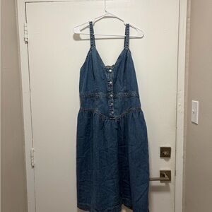 Universal Thread Blue Denim Button-Front Midi Dress